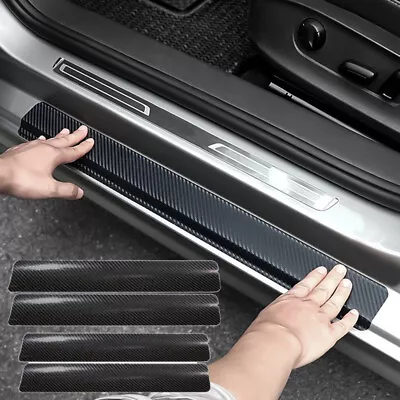 4* Carbon Fiber Car Door Plate Sill Scuff Cover Anti-Scratch Sticker Accessories • £6.73