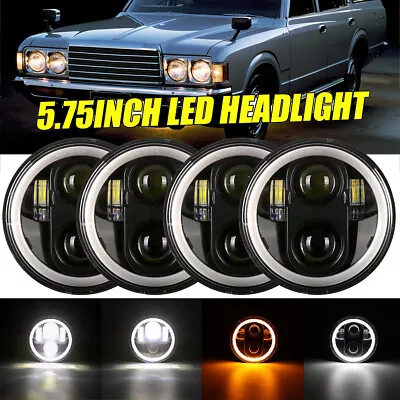 For 1968-1979 Vintage Toyota Chrome 5.75  5-3/4 LED Headlights DRL Angel Eyes 4X • $139.99