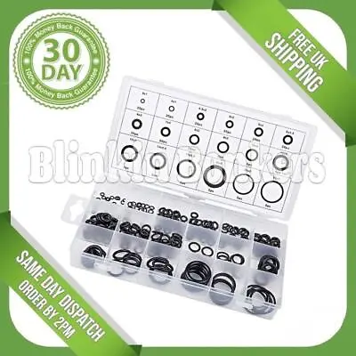 225pc O Ring Set Assorted Black Rubber Seals Sink Tap Washer Plumbing Air Gas • £4.69