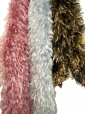 Magic Scarves (Lot Of 3) Fuzzy Furry Pink Blue And A Leopard Print 60 X 4 • $4