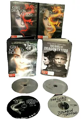 The Girl With The Dragon Tattoo Trilogy + Remake Bundle Lot R4 DVDs Book To Film • $21.50