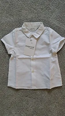 Mayoral  Baby Boys White Short Sleeve Shirt Size 2-4 Months BNWT • $6.31