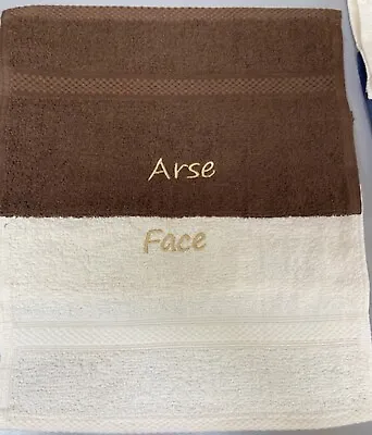 £6.20 • Buy 100% Cotton Face Cloth Set, Embroidered With ARSE / FACE - Various Colours GIFT