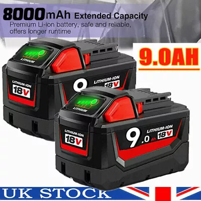 For Milwaukee 18V M18B9 M18 9Ah XC Li-ion Battery High Capacity 48-11-1890 1860 • £64.92