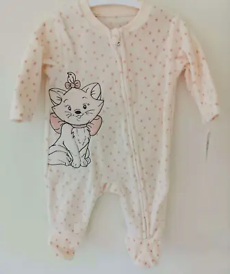 Disney Marie FLEECE Sleepsuit Babygrow Zip Opening Baby Girls Newborn BNWT • £10.99