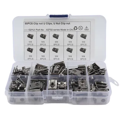 80pcs M4 U Clip Nut Speed Fasteners Self Tapping Screw Spire Clips • $22.99