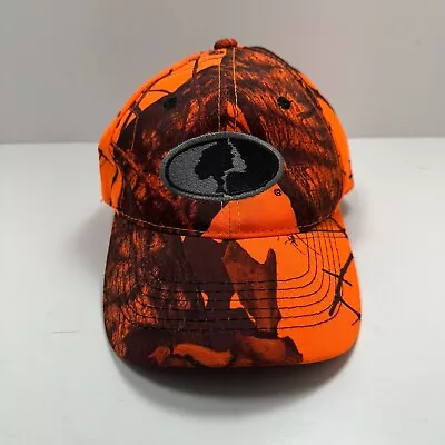 Mossy Oak Blaze Orange Camo Cap 3D Logo Strap Cap Hat Slightly Curved Low Crown • $5.39