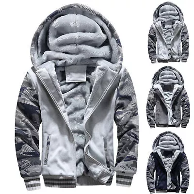 Winter Men's Thick Warm Fleece Lined Hooded Hoodie Zipper Coat Jacket Outwear • $41.07