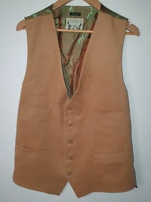 Mens Peter Christian Camel Doe Boxing Hare Cotton Velvet Waistcoat Size 48 R • £29.95