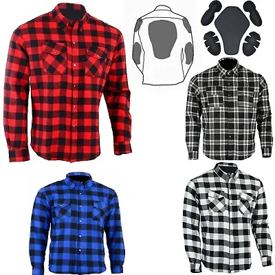 Mens CE Armour Motorcycle Motorbike Bikers Sports Flannel Shirt Made With KEVLAR • $134.20