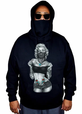 $24.99 • Buy Mens Marilyn Monroe Standing Bandana Mask Hoodie Sexy Weed Tattoo Sweater Jacket