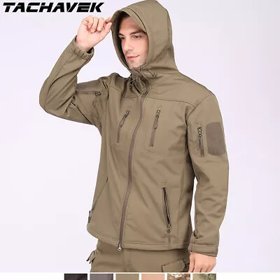 ESDY Windbreaker Men's Softshell Jacket Army Tactical Hooded Hiking Casual Camo • $53.19