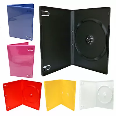 Double & Single DVD Case Holder - 14mm Spine CD DVD Empty Black Clear Red White • £2.99