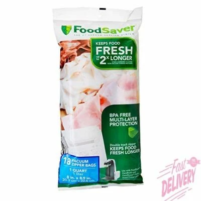 $16.63 • Buy FoodSaver Count Of 18 Vacuum Zipper Bags Fresh Food Saver BPA Free 1 Quart New