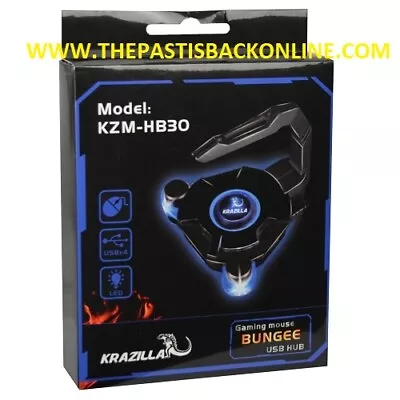 GAMING KRAZILLA KZM-HB30 BLUE LED MOUSE BUNGEE W/USB 2.0 HUB BLACK/BLUE SEALED!! • $7.99