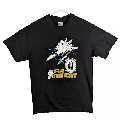 Vtg 90s F-14 Tomcat Fighter Jet Top Gun Double Sided Graphic T-shirt Men's Sz M • $59.95