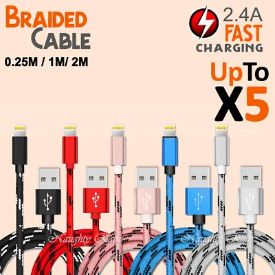 $4.95 • Buy Braided USB Charger Phone Cable Data Cord For IPhone 14 13 12 11 Pro Max XR IPad