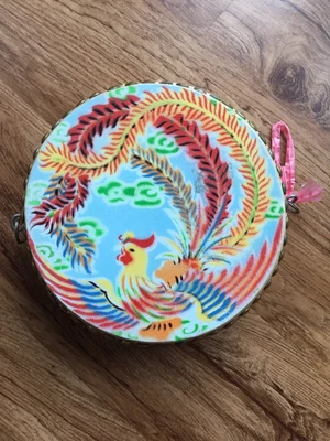 $19.99 • Buy Vintage Double Sided Chinese Tack Head TomTom Drum Hand Painted Chicken & Dragon