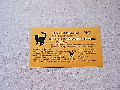 Black Cat Tank Car Decal Ho Gauge Mflx  Nip • $12