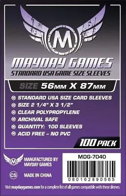 100 Mayday Games Standard USA Sleeves (56 MM X 87 MM) MDG7040 • £2.50