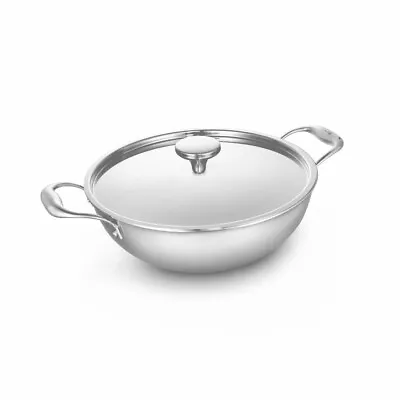 Alda Triply Stainless Steel Deep Wok/Kadai Pan Induction With Lid 20cm 1.7 Ltr • $90.99