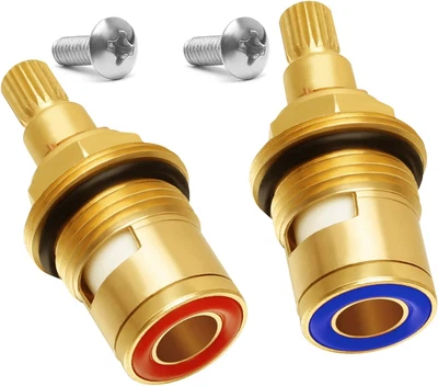 2 Pcs Ceramic Tap Cartridge 1/4 Turn 20 Spline Tap Valve Replacement For Shower • £12.44