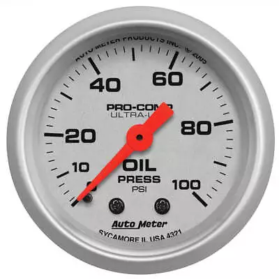 Autometer Ultra-Lite 2-1/16  Oil Pressure Gauge 0-100 Psi Mechanical AU4321 • $150.41