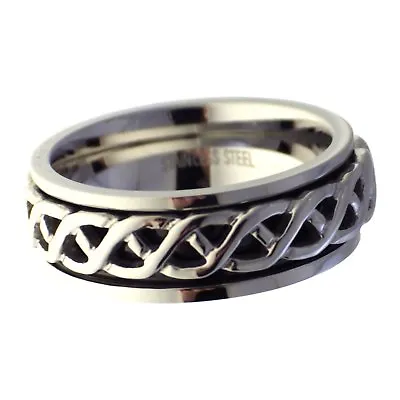 Celtic Weave Spinner Ring Mens Womens Stainless Steel Viking Band Sizes 12-13 • $9.99