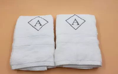 Pottery Barn Classic White Hand Towel Set Of 2 NWOT 20 X 30 Inches Monogram  A  • $49.99