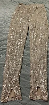 ASOS Design  Gold/Sequin Pants Straight Sz 2 Disco Concert Boho New Years • $21