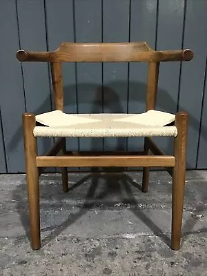 Dining Chair Dark Oak C Bend Frame With Natural Paper Coil Seat 43cm • £70