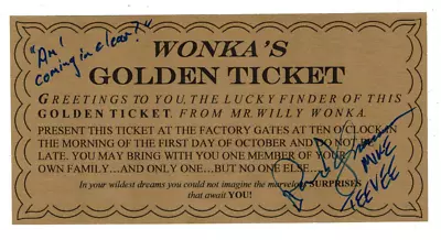 Paris Themmen Signed Golden Ticket Autograph Willy Wonka Mike Teevee BAS COA • $84.29