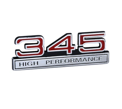 $13.22 • Buy 345 V8 5.7 Liter Engine High Performance Emblem With Red & Chrome Trim - 4  Long