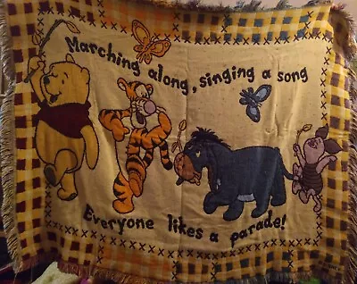 Classic Winnie Pooh Woven Tapestry Blanket Throw Vintage Disney Parade 56 X44  • $26