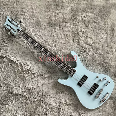 8+4 String Baby Blue MOMO MI-5 Electric Bass Guitar 2 Pickups Chrome Hardware • $336.80