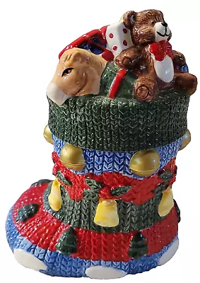 Christmas Stocking Musical Cookie Jar Working Filenes Dashing Thru The Snow 1991 • $35.95