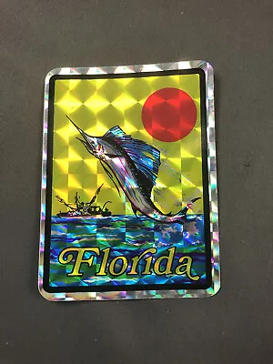 Vintage Prismatic Decal FLORIDA Marlin 1980s 3x4” Prism Sticker NOS • $8