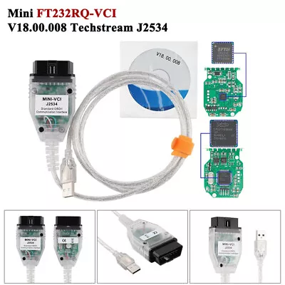 MINI Car Inspection Line Cable FT232RQ-VCI V18.00.008 J2534 For ToyotaTechstream • $23.29