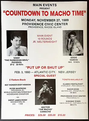 Vintage Vinny Pazienza Vs. Eddie Vankirk Hector Camacho Boxing Fight Poster • $29.95