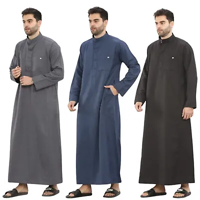 Winter Warm Designer Jubbah Jubba Thobe Thoab Kaftan Collar Qamees Men Saudi Sty • £34.99