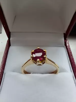 Round Lab Created Ruby Diamond Women's Engagement Ring In 14k Yellow Gold Finish • $68.99