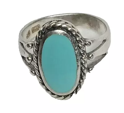 Vintage Native American 925 Silver Turquoise Ring Size 7 1/2 3.44 Grams • $34.99