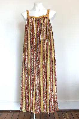 $17.59 • Buy ZARA WOMAN $89 NWOT Golden Striped Boho Sleeveless Maxi Dress Size Medium