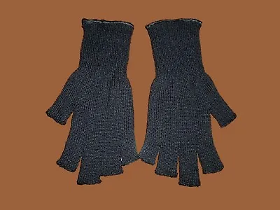 Military Open Finger Gloves Black Fingerless D-3a Style 85% Wool 15% Nylon   • $10.95