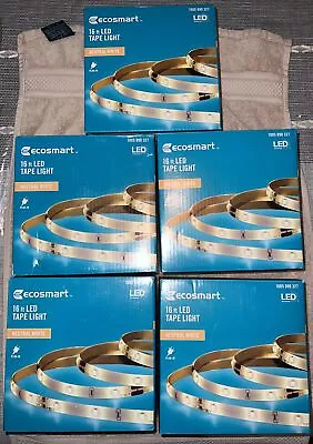 Set Of 5 NEW EcoSmart 16 Ft. Indoor Neutral White LED Strip Tape Lights Plug In • $49