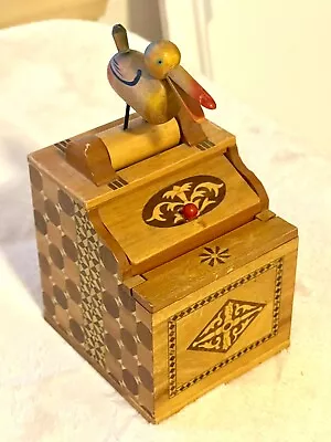 Vintage Wooden Box W. Bird Toothpick Dispenser • $20
