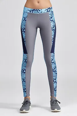 Adidas By Stella McCartney Run Techfit Gray Blue Snakeskin Athletic Tights Sz L • $84.99