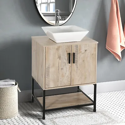 24  Bathroom Vanity Sink Set Oak Cabinet Vanity W/ Tempered Glass/Ceramic Sink • $269.99