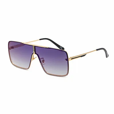 Designer Oversized Square Pilot Sunglasses  Mens Women Metal Bar Fashion Shades • $10.29