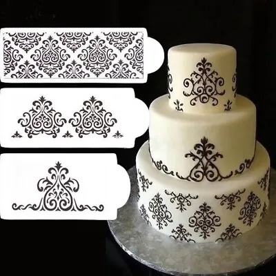 3PCS/SET Flower Plastic Stencil Fondant  Cake Decorating Tools Border  Lace Mold • £3.83